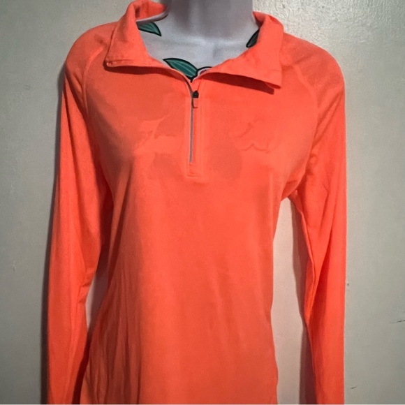 Da skin Now Semi Fitted Orange Long Sleeve 1/4 Zip Jacket - Picture 2 of 6